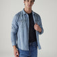 Men's Striped Slim Fit Denim Shirt - Styleshot View