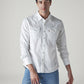 Men's Solid Slim Fit Denim Shirt - Front View