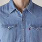 Men's Solid Regular Fit Denim Shirt - Detail View