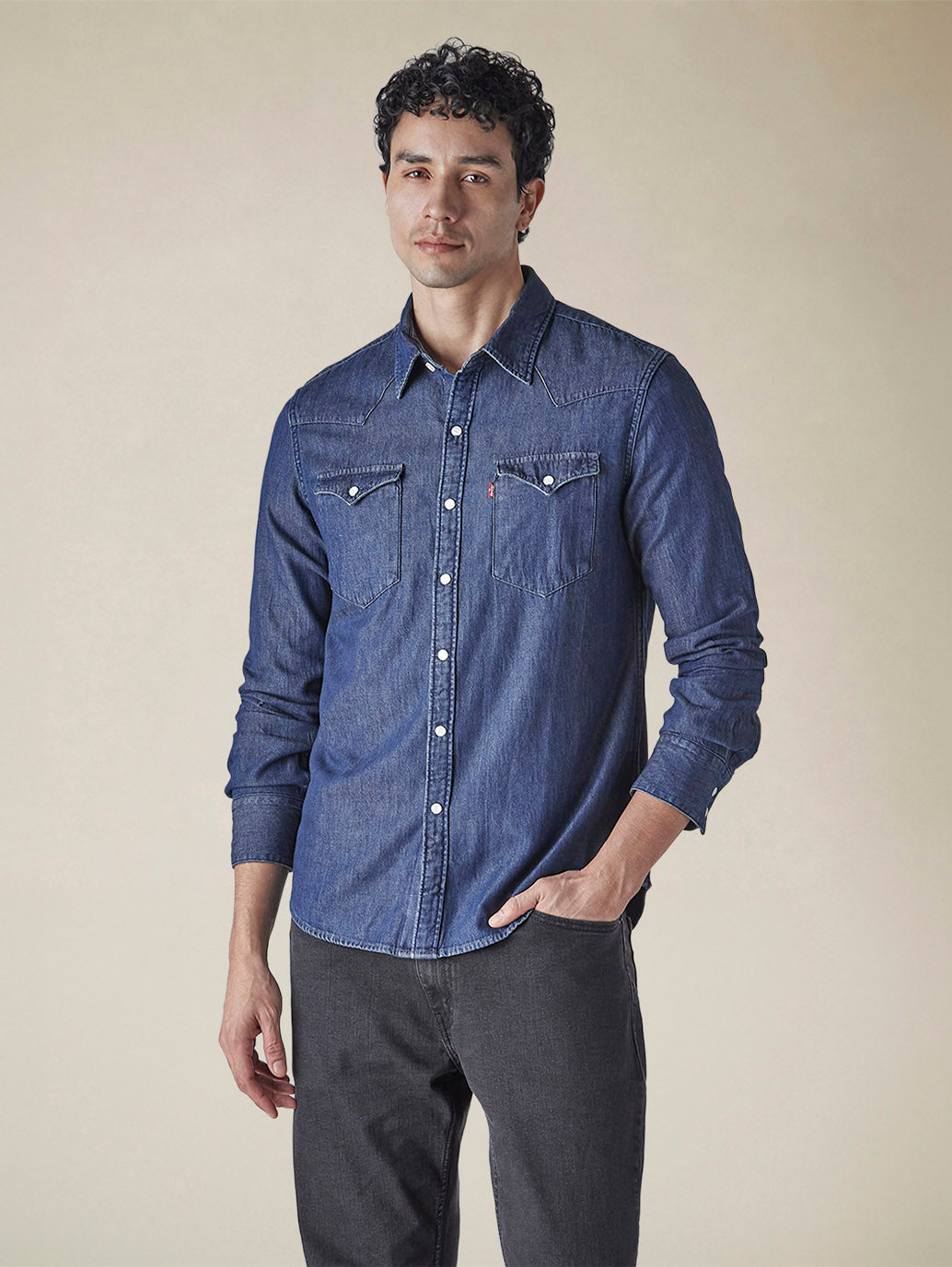 Men's Solid Regular Fit Denim Shirt - e85d6f4e-56f8-4ba8-acc5-23c740d0f3eb View