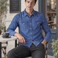 Men's Solid Slim Fit Denim Shirt - 176210393 View