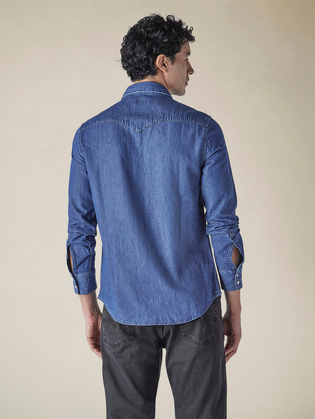 Men's Solid Slim Fit Denim Shirt - 2869a269-ed89-42cc-ab18-0c9da7799895 View