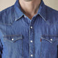 Men's Solid Regular Fit Denim Shirt - Detail View