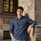 Men's Solid Slim Fit Denim Shirt - 176210394 View