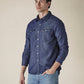 Men's Solid Regular Fit Denim Shirt - c7c83710-dbb2-4cb6-b7f0-634428a77488 View