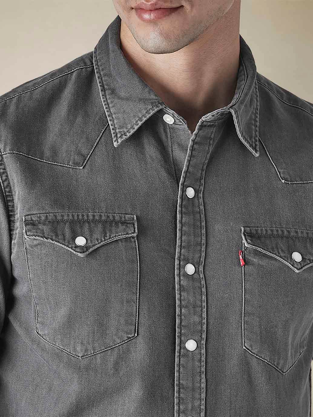 Men's Solid Slim Fit Denim Shirt - 8ffb6ae7-c031-4dd0-9b63-7f3088ce0ddd View