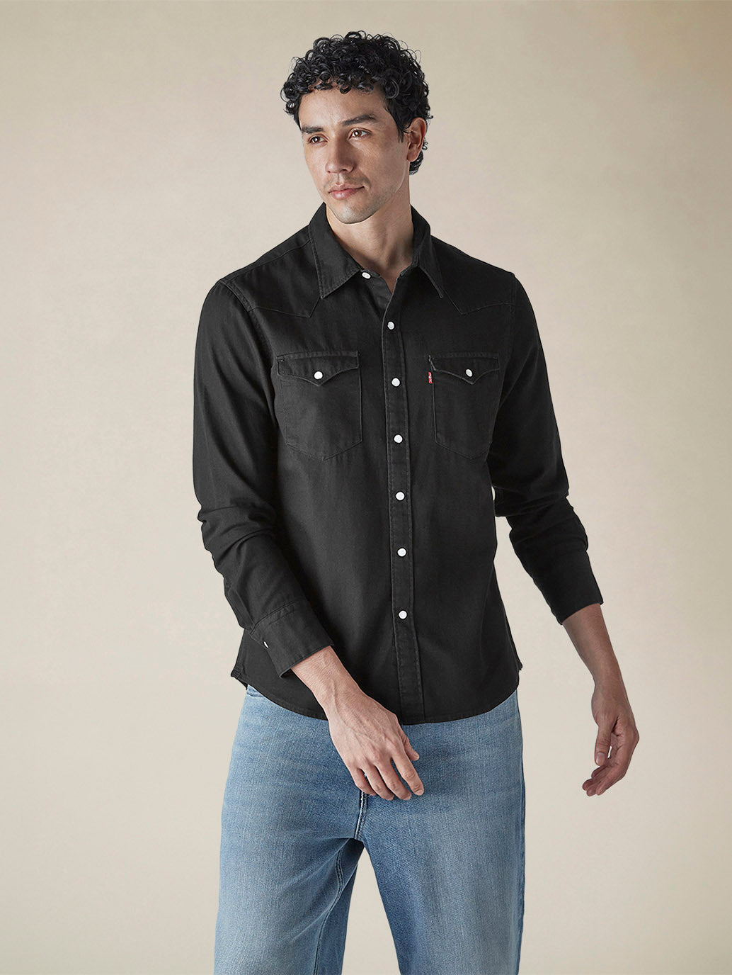 Men's Solid Slim Fit Denim Shirt - b422133f-87cb-4c91-89bf-a27279a7330b View