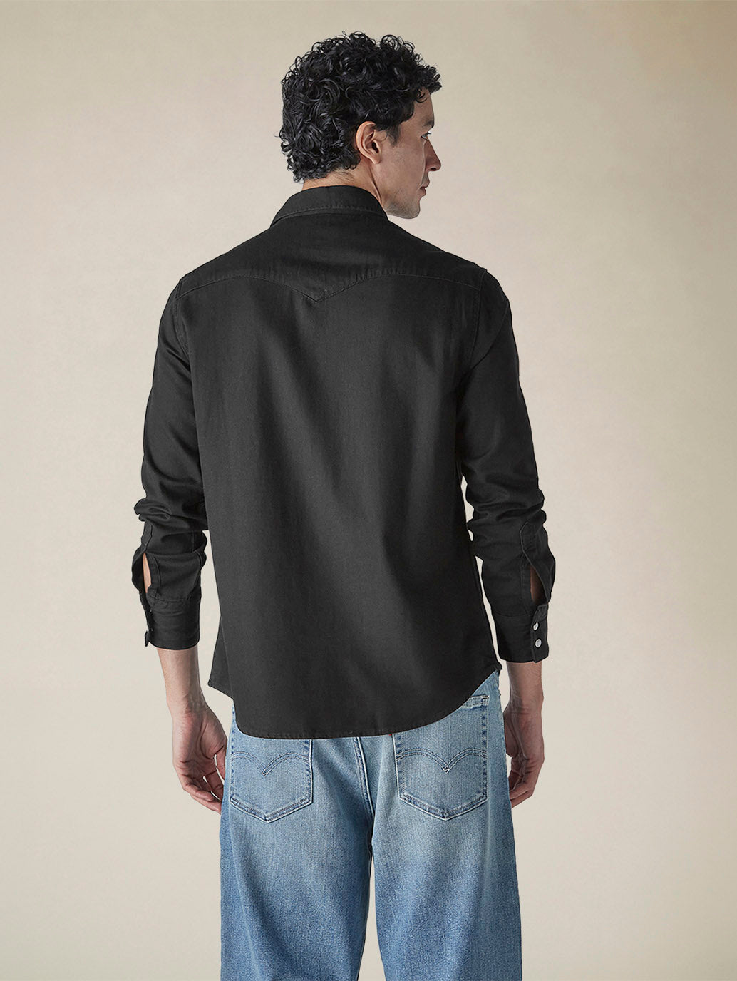 Men's Solid Slim Fit Denim Shirt - aca30e28-ec45-46f0-a104-e08ea8701d14 View