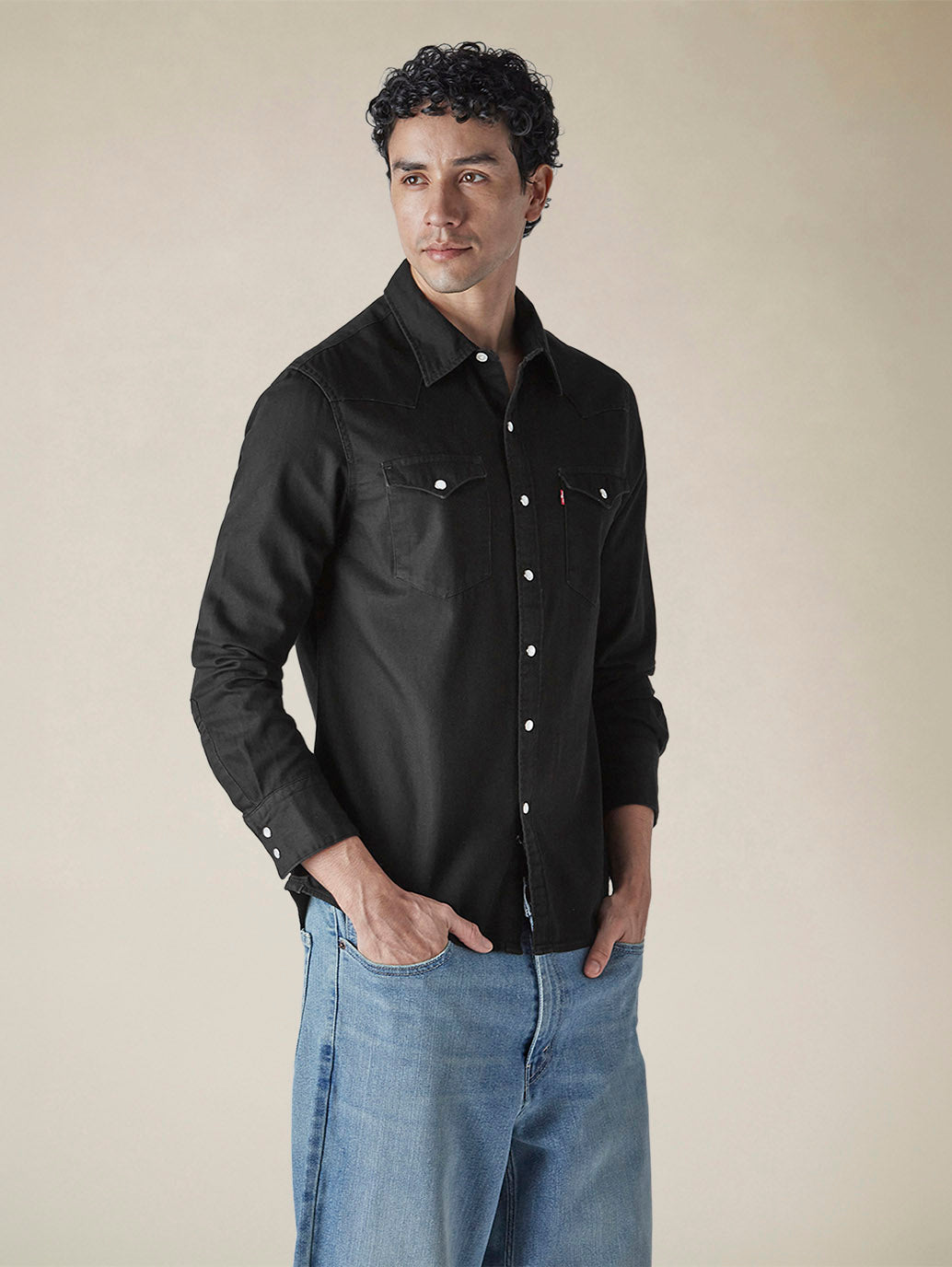 Men's Solid Slim Fit Denim Shirt - 577bc1df-e77d-4c65-885a-e2c690f2965a View