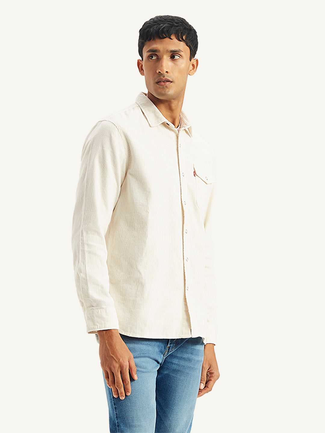 Men's Solid Regular Fit Denim Shirt - Side View