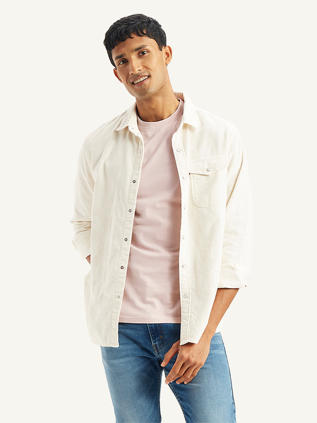 Men's Solid Regular Fit Denim Shirt - Styleshot View
