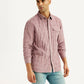 Men's Mauve Checkered Slim Fit Corduroy Shirt - Styleshot View