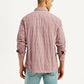 Men's Mauve Checkered Slim Fit Corduroy Shirt - Back View