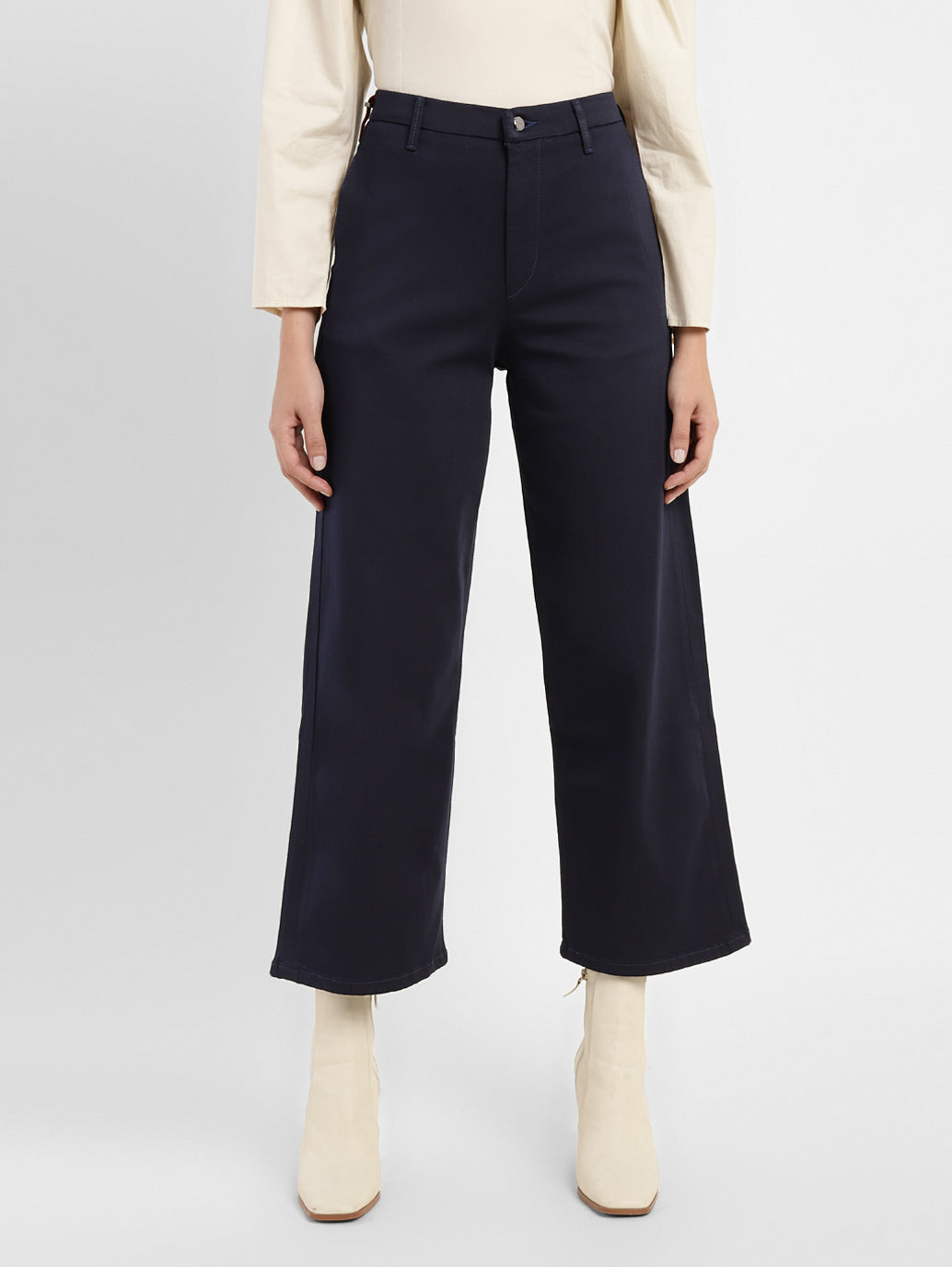 Women's Blue Ribcage Bell Bottom Wide Leg Fit High Rise Jeans - e5adeff6-a8e6-4457-bc67-cf2e08f2ad86 View