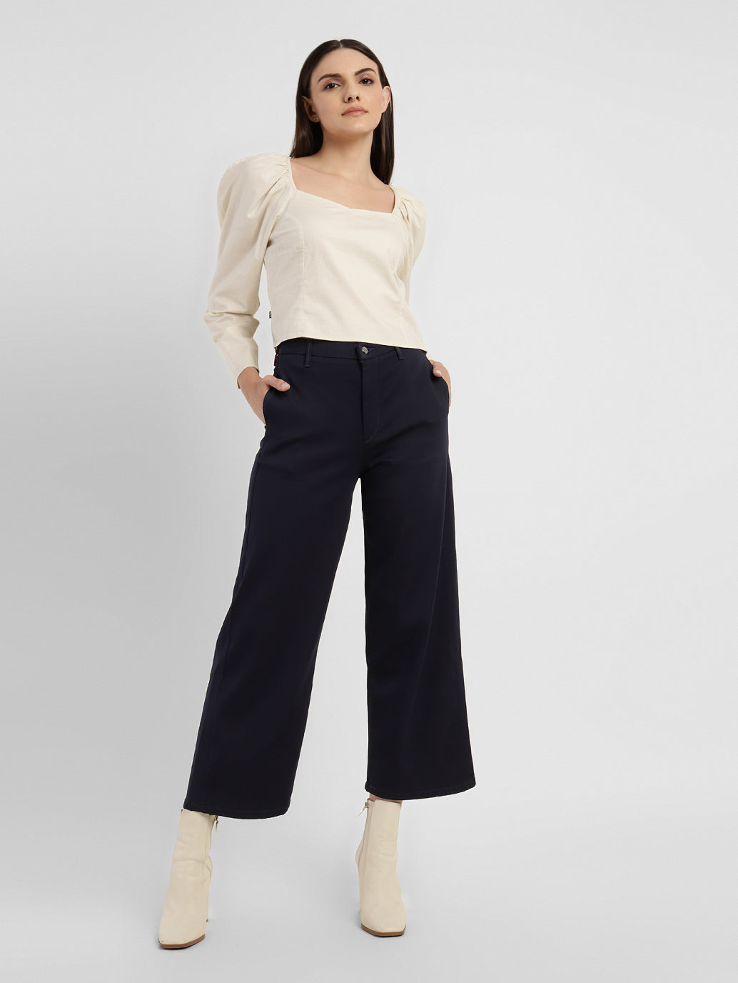 Women's Blue Ribcage Bell Bottom Wide Leg Fit High Rise Jeans - 69624888-2552-43f7-b739-53427a6d2ee2 View