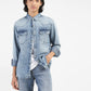 Men's Solid Blue Collar Denim Shirt - ce7b670a-2e44-44dd-a748-fd3b452f67b0 View