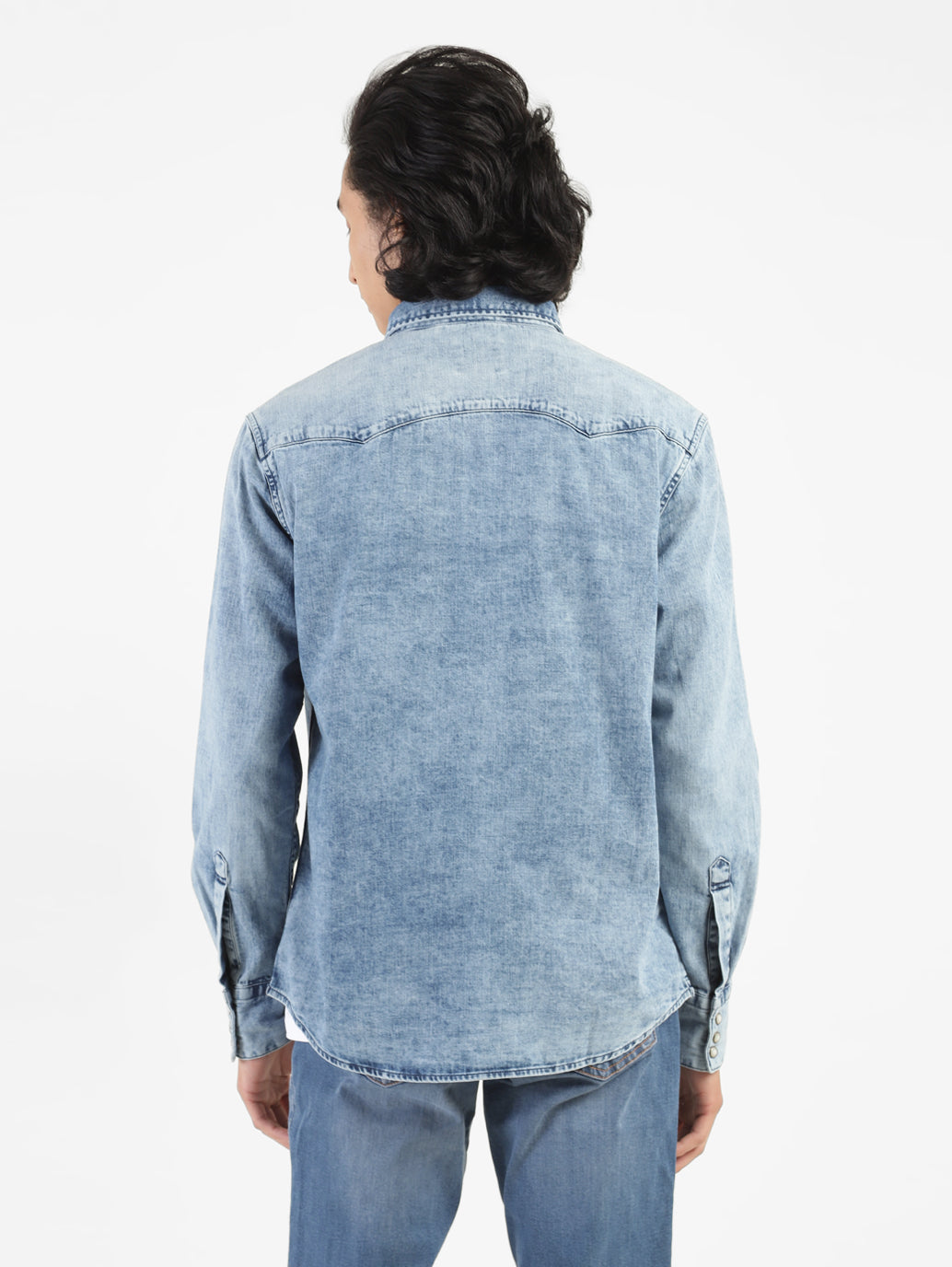 Men's Solid Blue Collar Denim Shirt - bebeebe7-d63d-4489-8105-1814c90a8b3b View