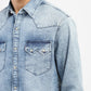 Men's Solid Blue Collar Denim Shirt - 3e761f09-a1c6-4c69-bde0-633266874dbe View