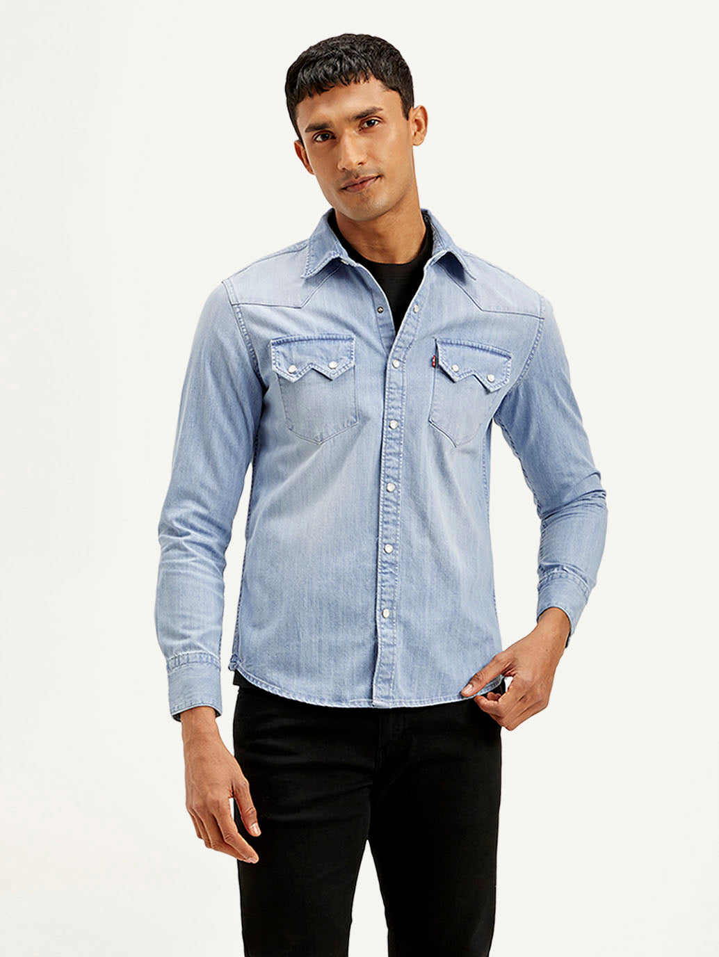 Men's Solid Slim Fit Shirt - Front View