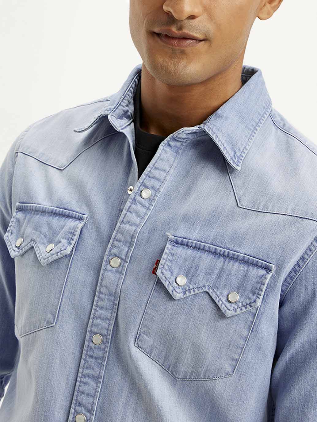 Men's Solid Slim Fit Shirt - Detail View
