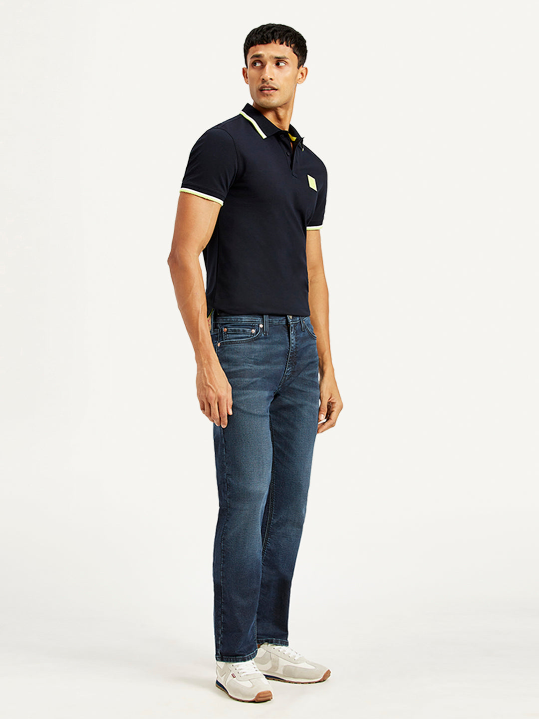 Men's 511 Navy Blue Slim Fit Mid Rise Jeans - Side View