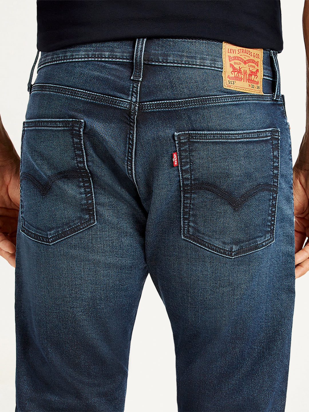Men's 511 Navy Blue Slim Fit Mid Rise Jeans - Detail View