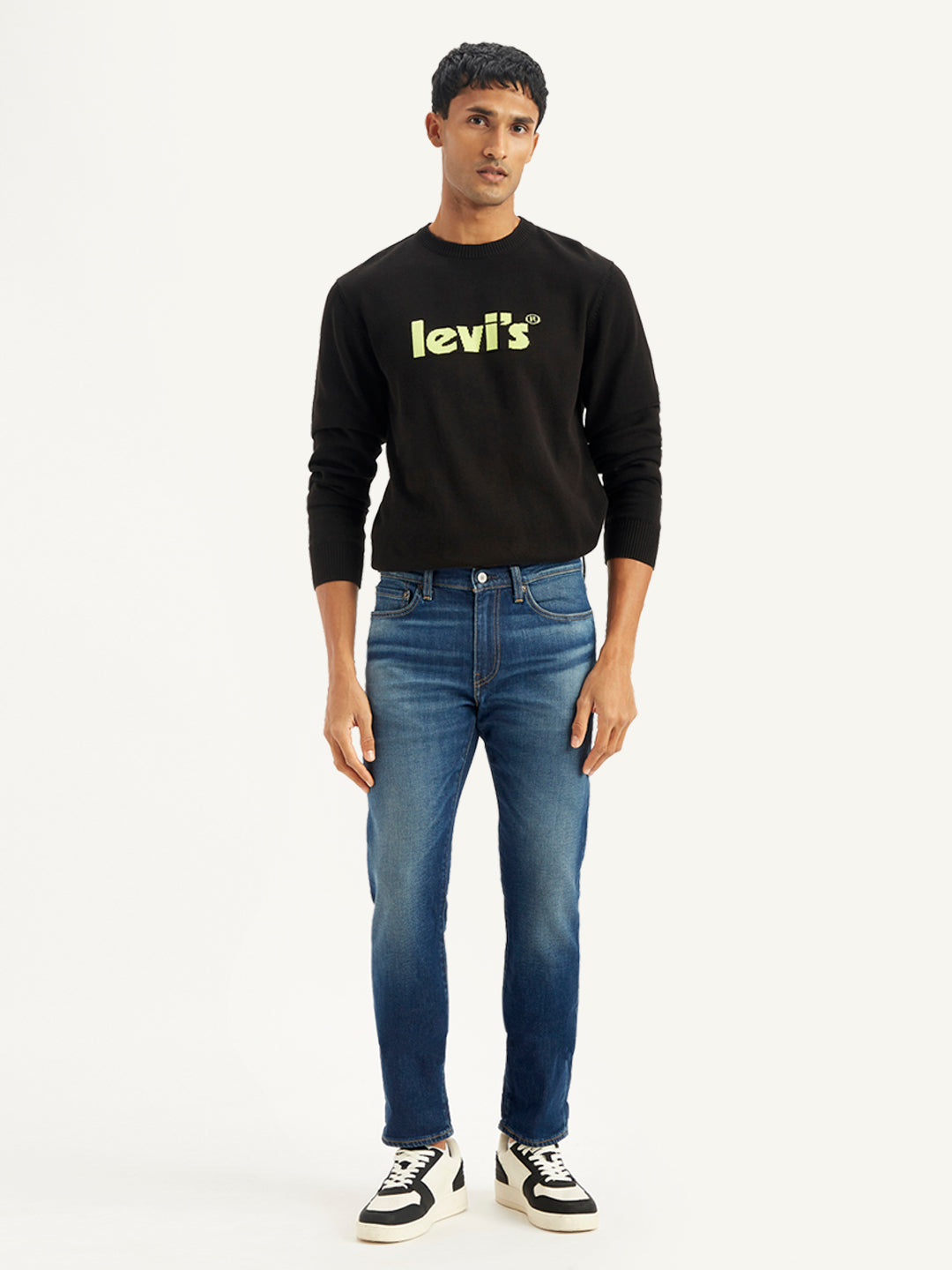 Men's 511 Navy Blue Slim Fit Mid Rise Jeans - Front View