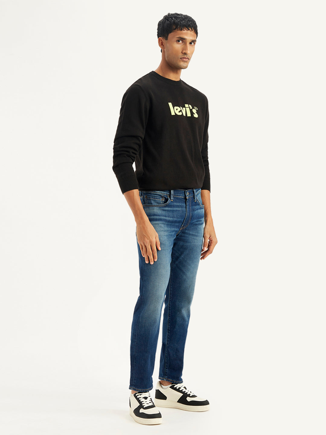 Men's 511 Navy Blue Slim Fit Mid Rise Jeans - Side View