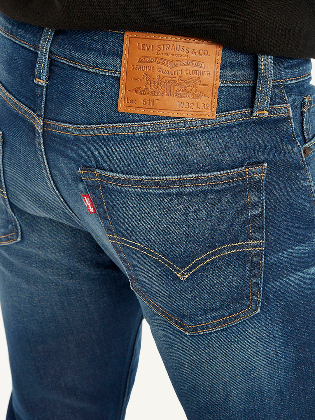 Men's 511 Navy Blue Slim Fit Mid Rise Jeans - 6f6b68b6-da7b-422b-a8a8-3bbb24fcc351 View