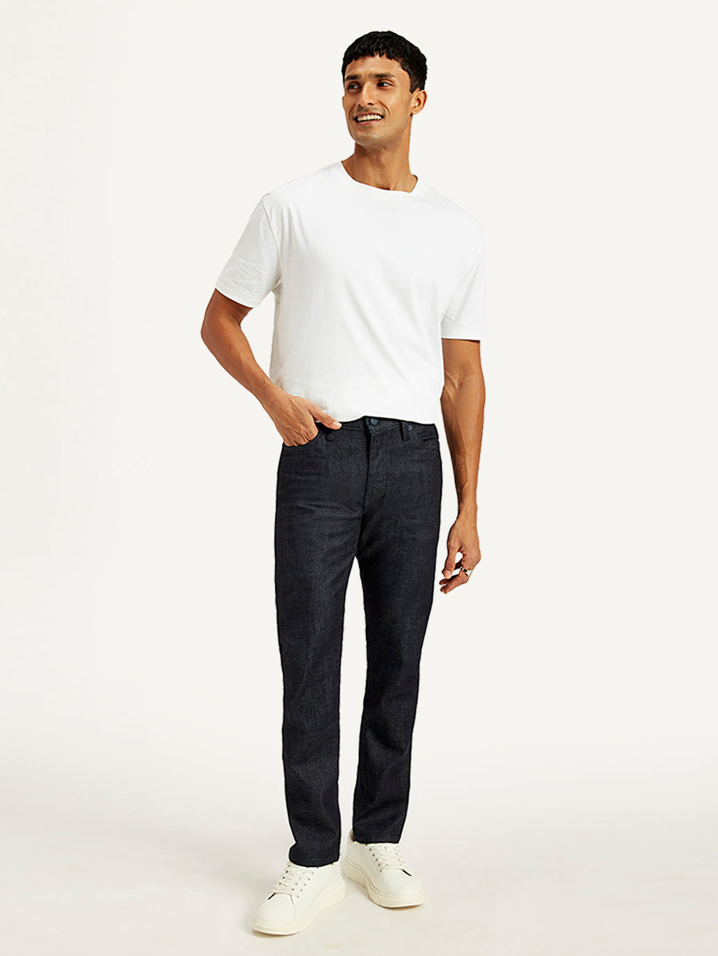 Men's 511 Navy Blue Slim Fit Mid Rise Jeans - Front View