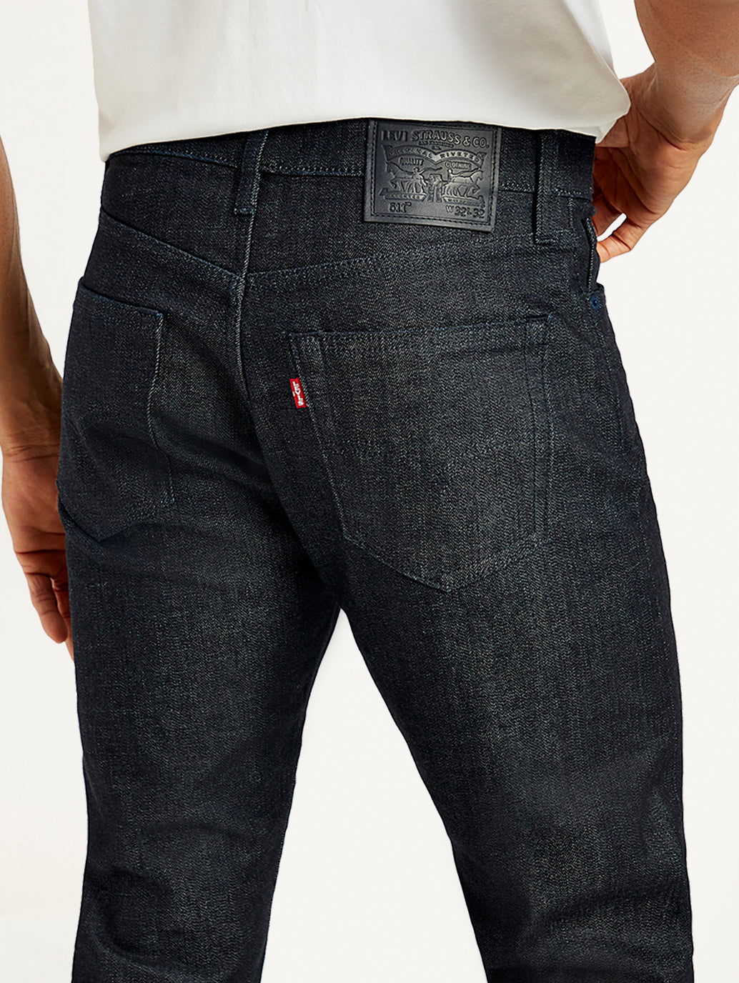 Men's 511 Navy Blue Slim Fit Mid Rise Jeans - Detail View