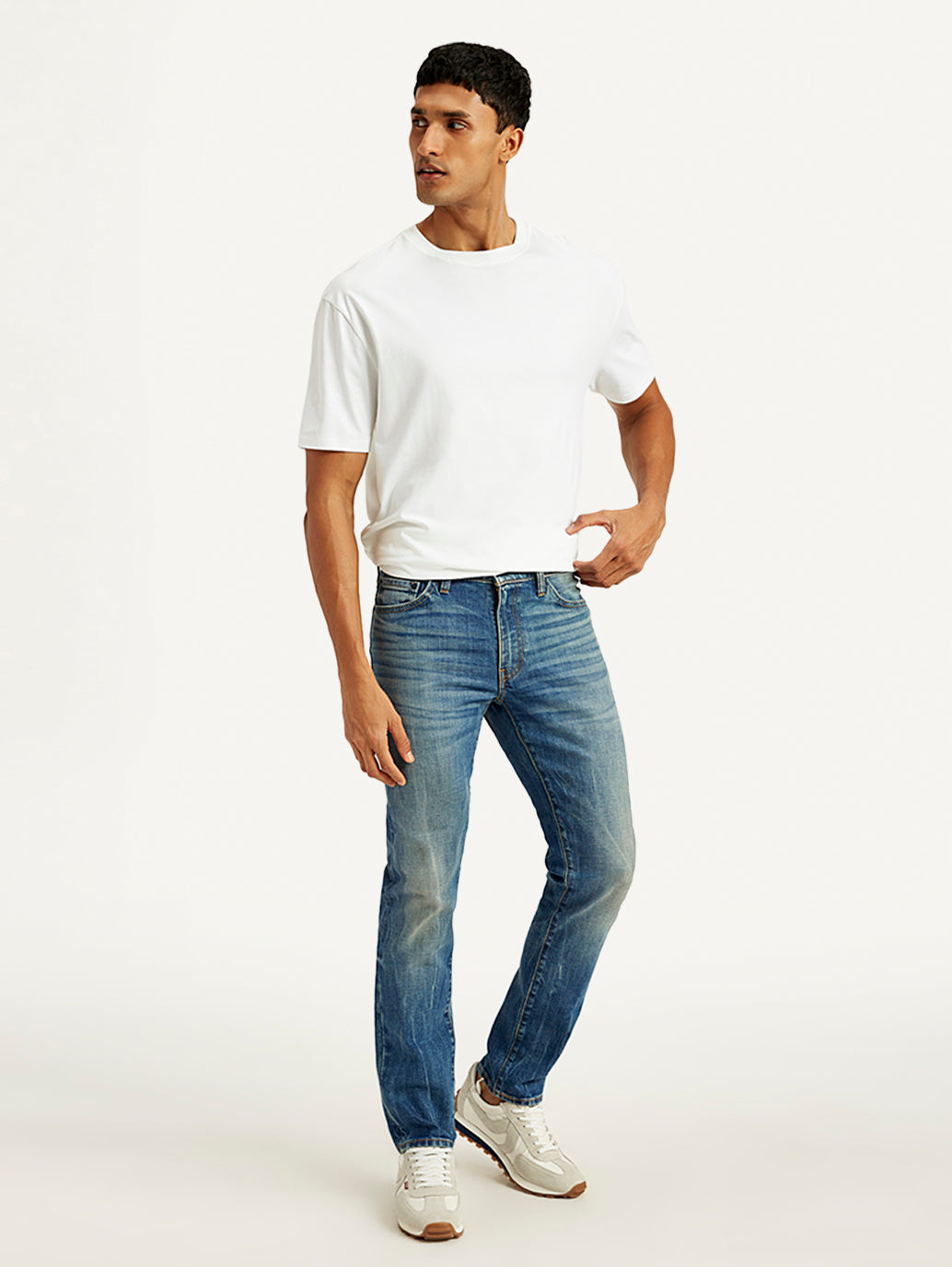Men's 511 Blue Slim Fit Mid Rise Jeans - Side View