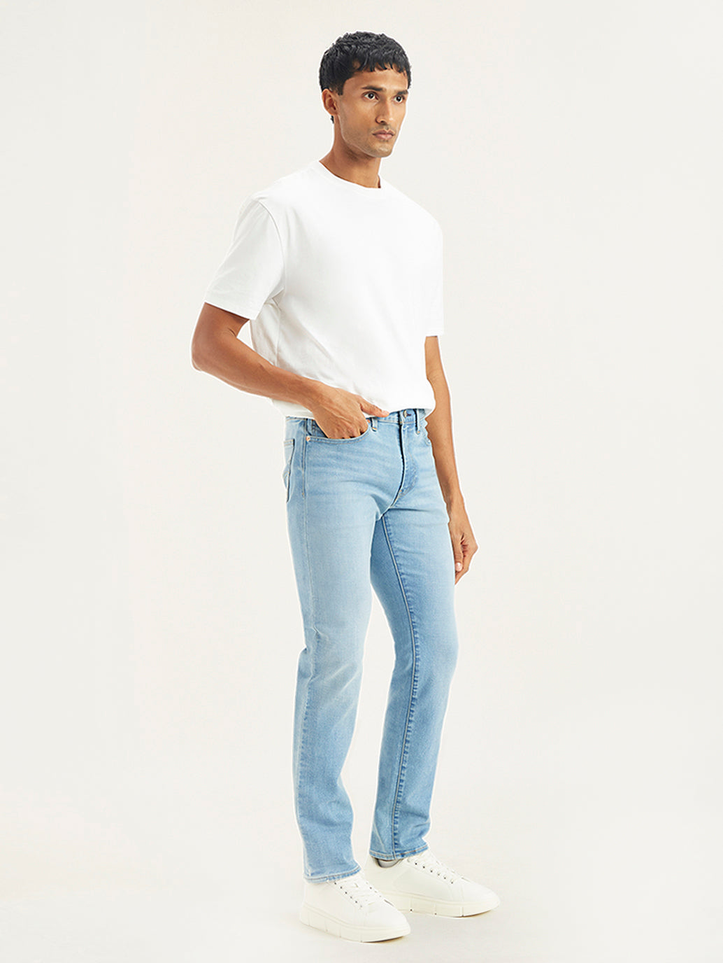 Men's 511 Light Blue Slim Fit Mid Rise Jeans - Side View