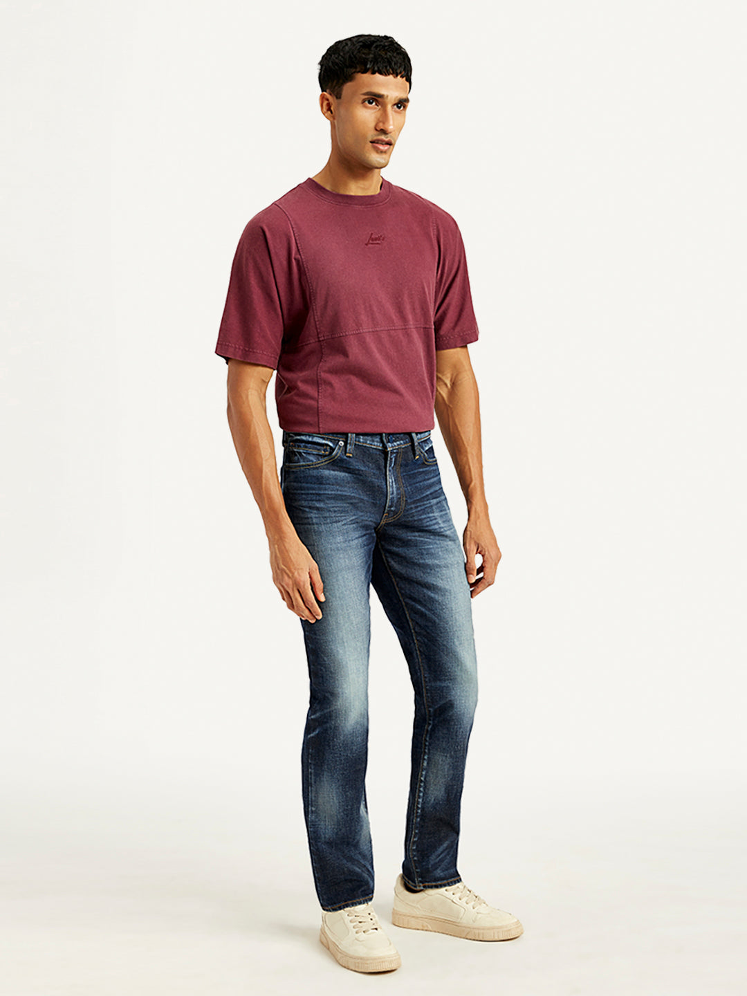 Men's 511 Navy Blue Slim Fit Mid Rise Jeans - Side View
