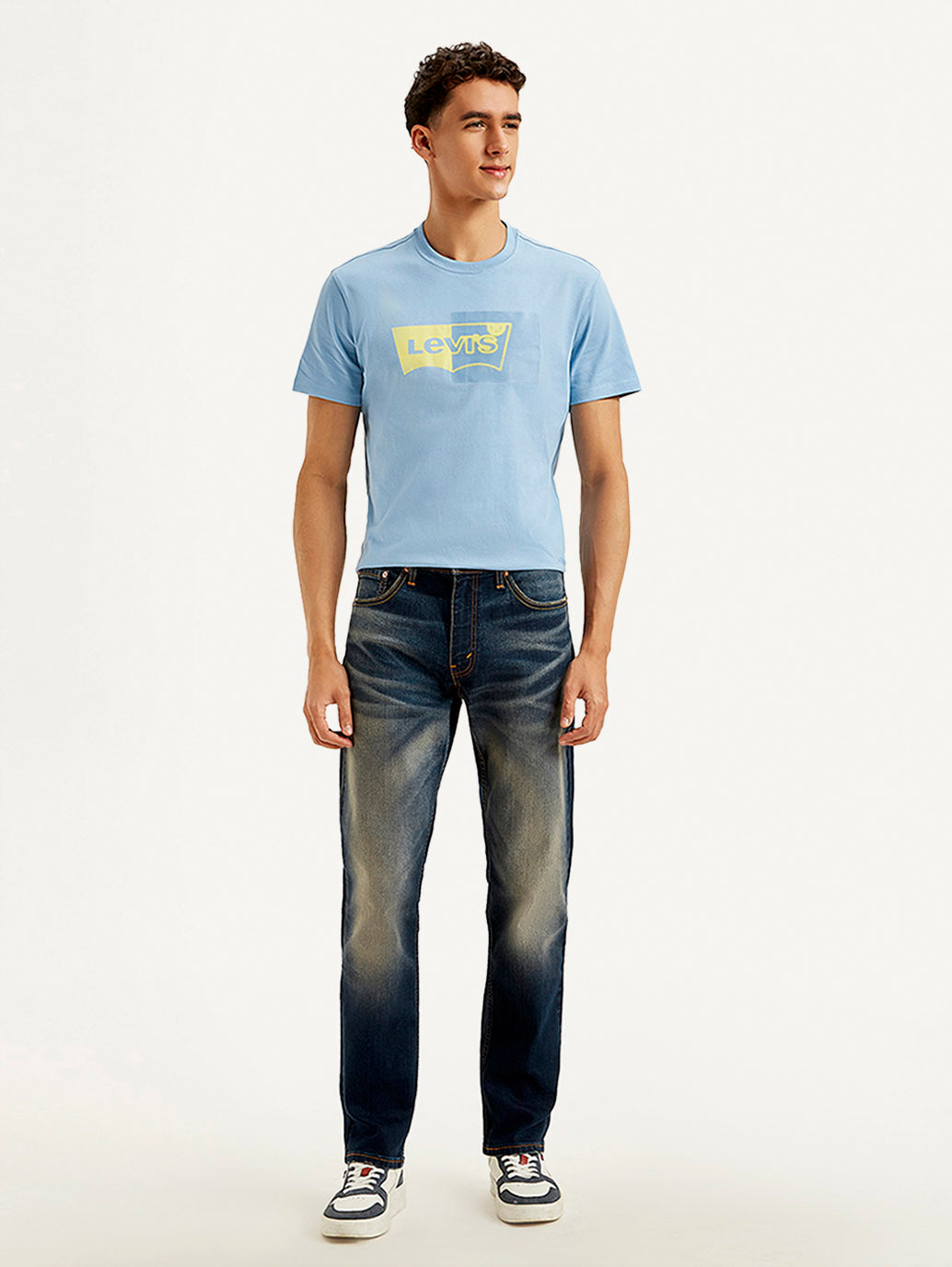 Men's 511 Blue Slim Fit Mid Rise Jeans - Front View