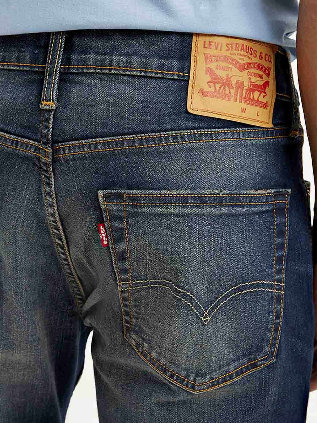 Men's 511 Blue Slim Fit Mid Rise Jeans - Detail View