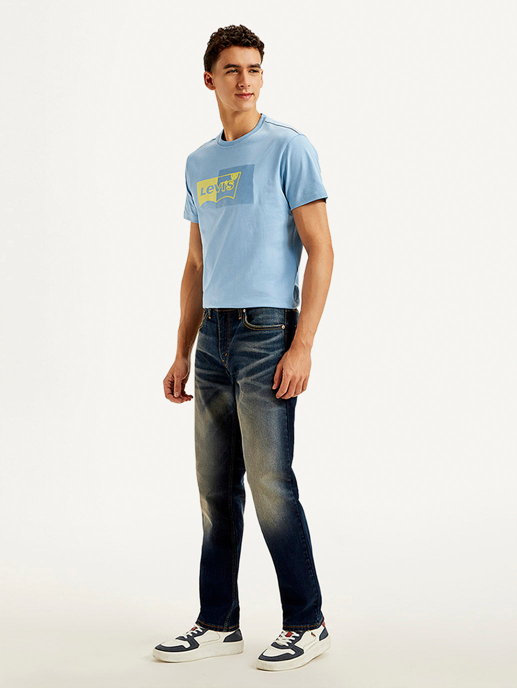 Men's 511 Blue Slim Fit Mid Rise Jeans - Side View