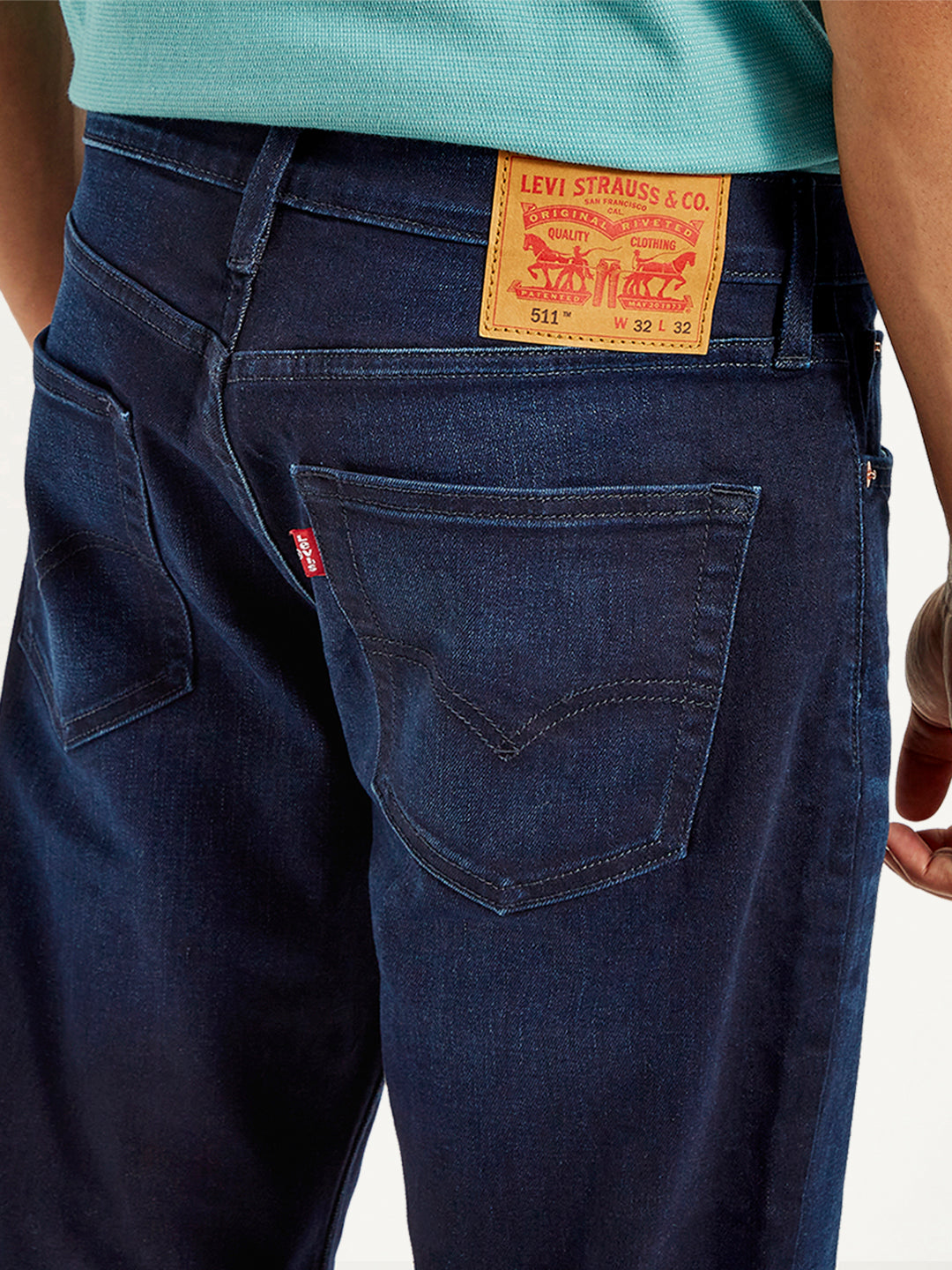 Men's 511 Navy Blue Slim Fit Mid Rise Jeans - 20 View