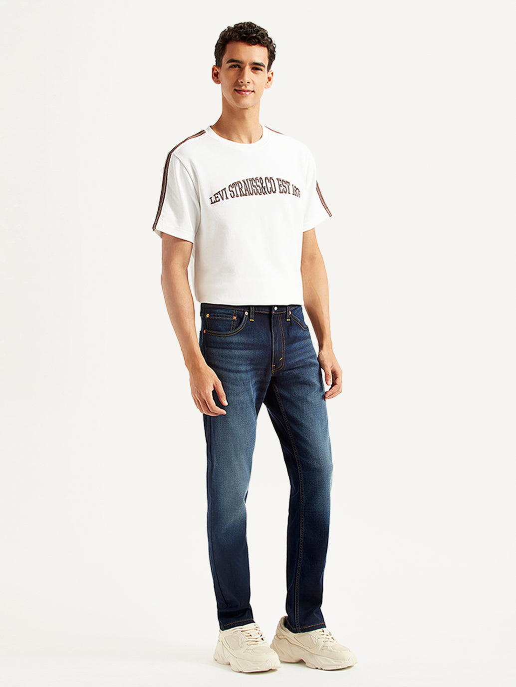 Men's 511 Dark Blue Slim Fit Mid Rise Jeans - Side View