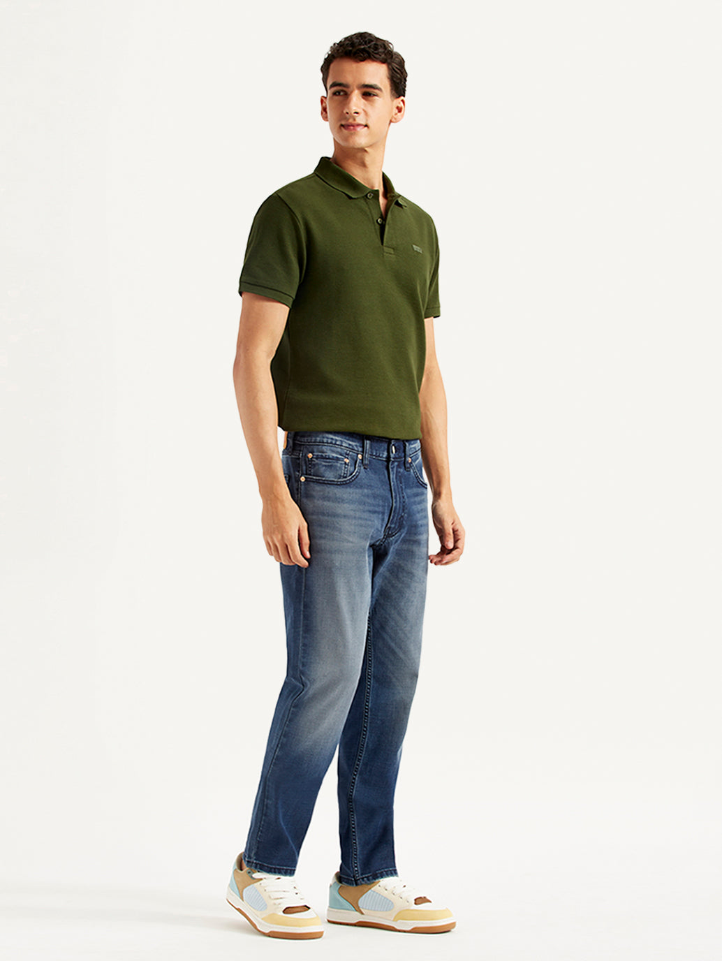 Men's 511 Dark Blue Slim Fit Mid Rise Jeans - Side View