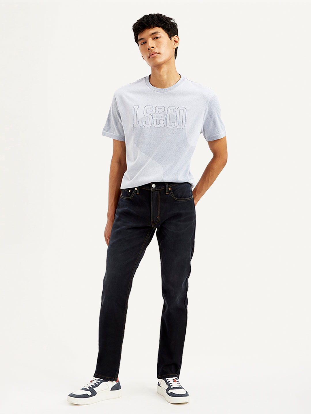 Men's 511 Navy Blue Slim Fit Mid Rise Jeans - 20 View