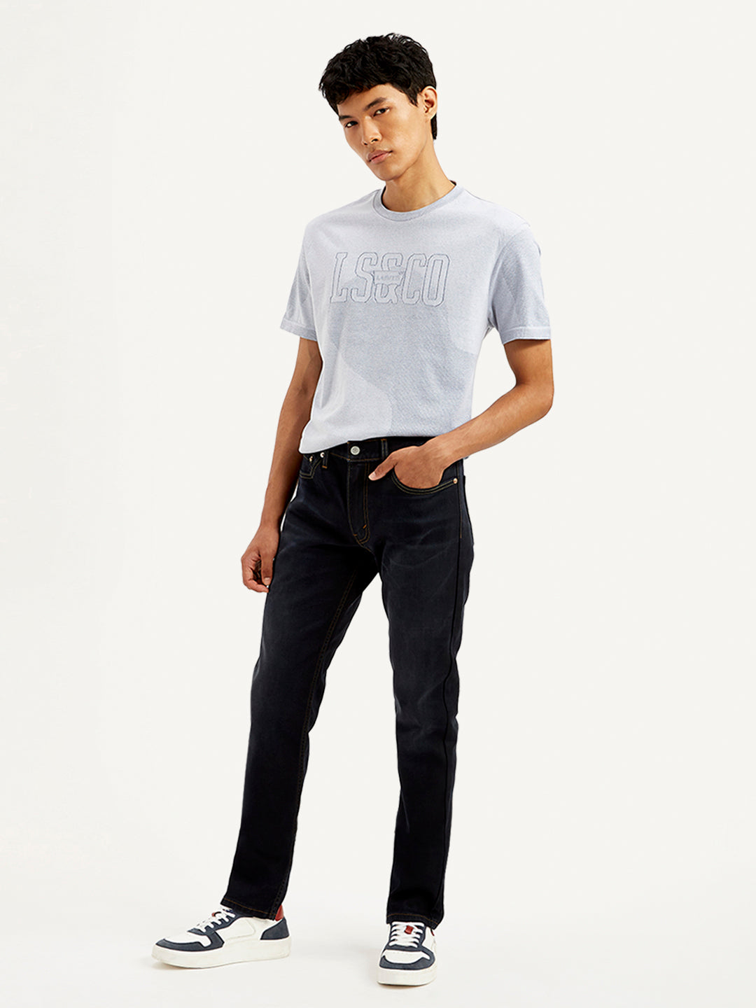 Men's 511 Navy Blue Slim Fit Mid Rise Jeans - 20 View