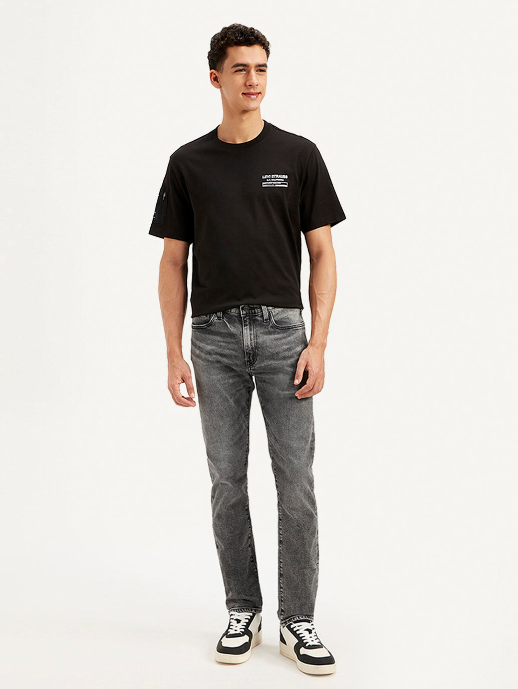 Men's 511 Charcoal Grey Slim Fit Mid Rise Jeans - Front View