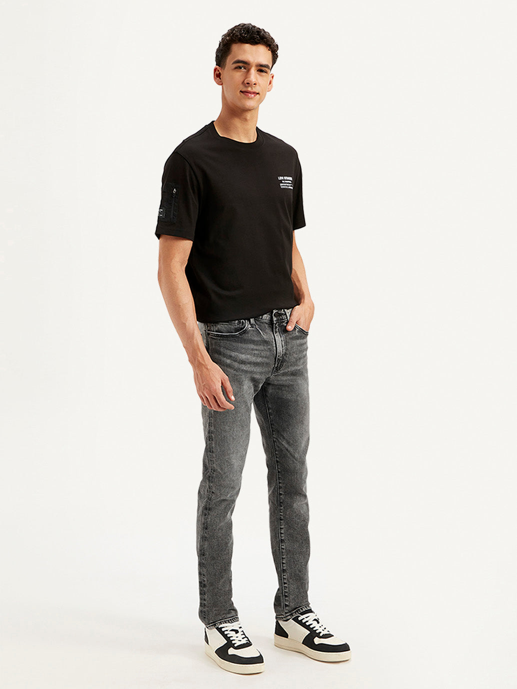 Men's 511 Charcoal Grey Slim Fit Mid Rise Jeans - Side View