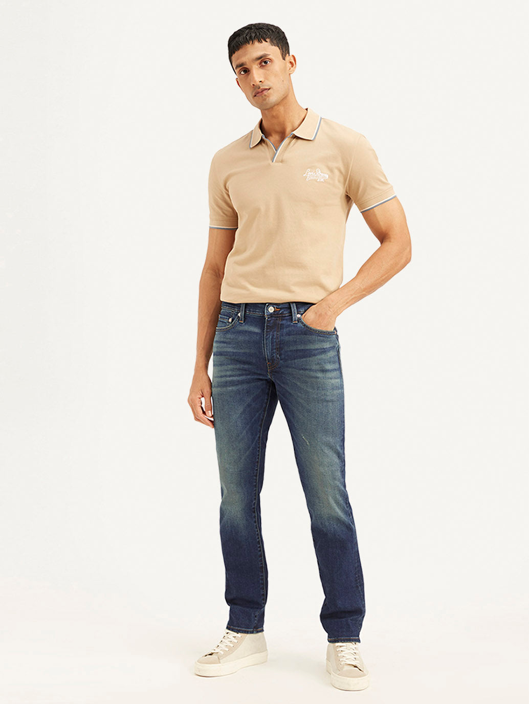 Men's 511 Navy Blue Slim Fit Mid Rise Jeans - Front View