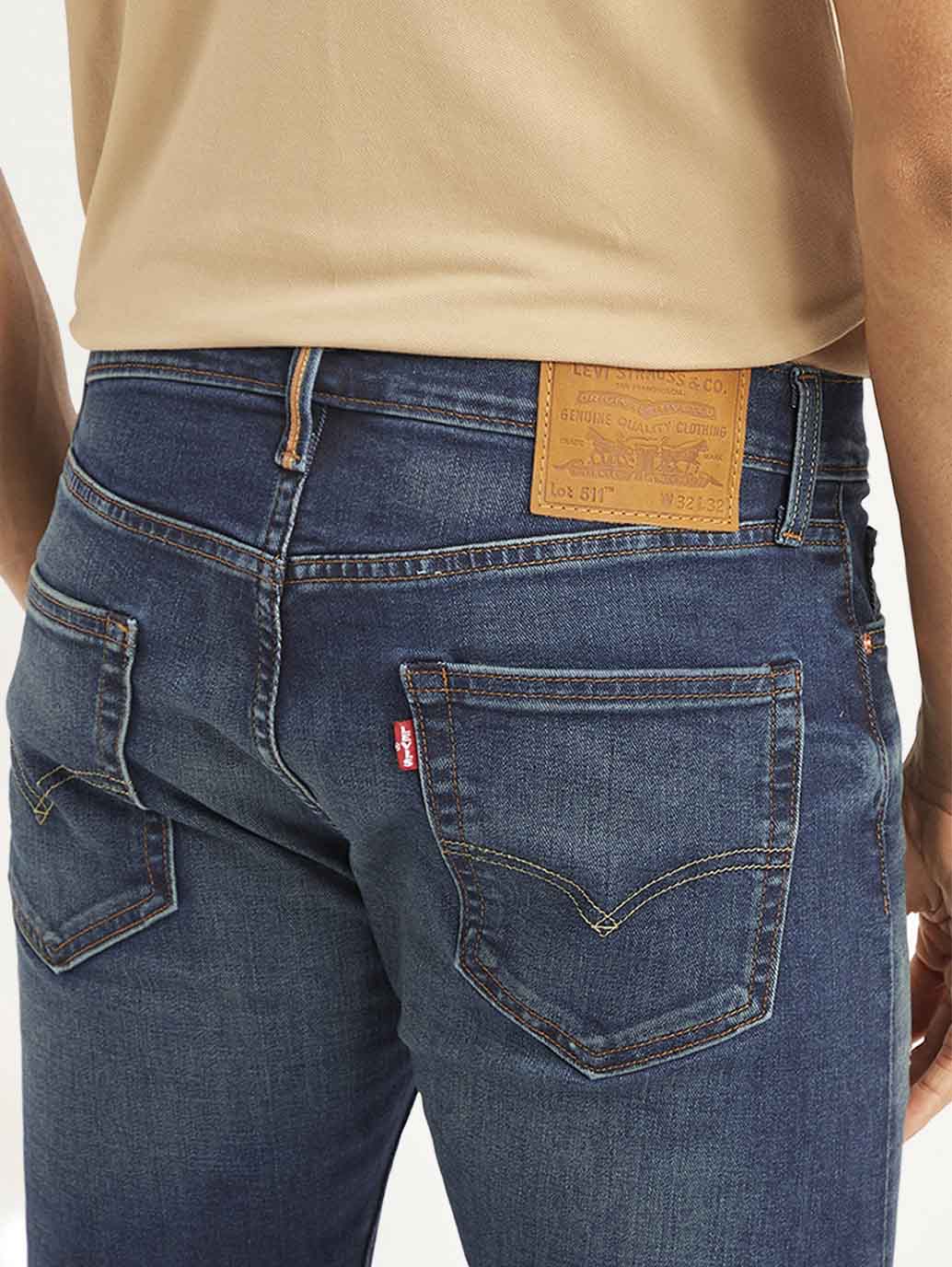Men's 511 Navy Blue Slim Fit Mid Rise Jeans - Detail View