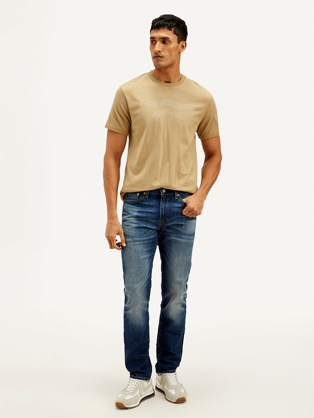 Men's 511 Dark Blue Slim Fit Mid Rise Jeans - Front View