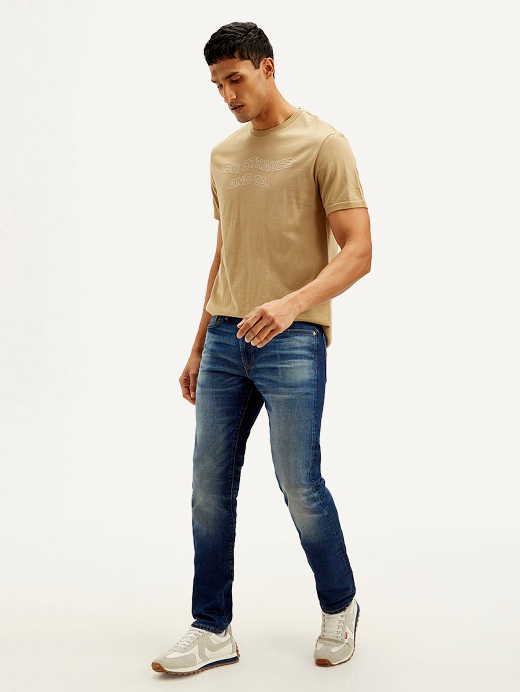 Men's 511 Dark Blue Slim Fit Mid Rise Jeans - Side View
