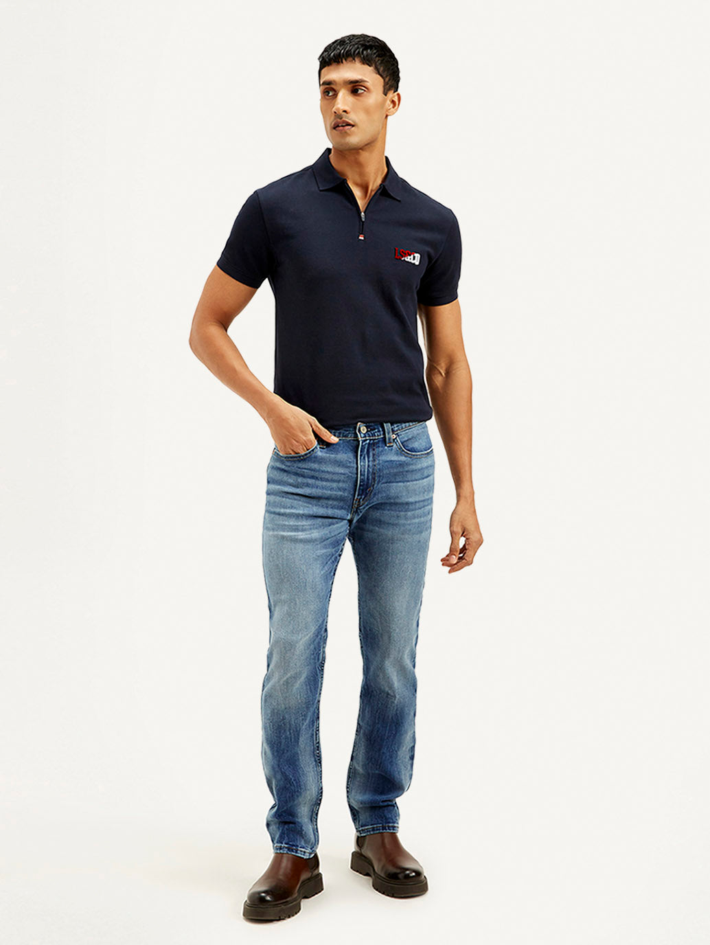 Men's 511 Blue Slim Fit Mid Rise Jeans - Front View