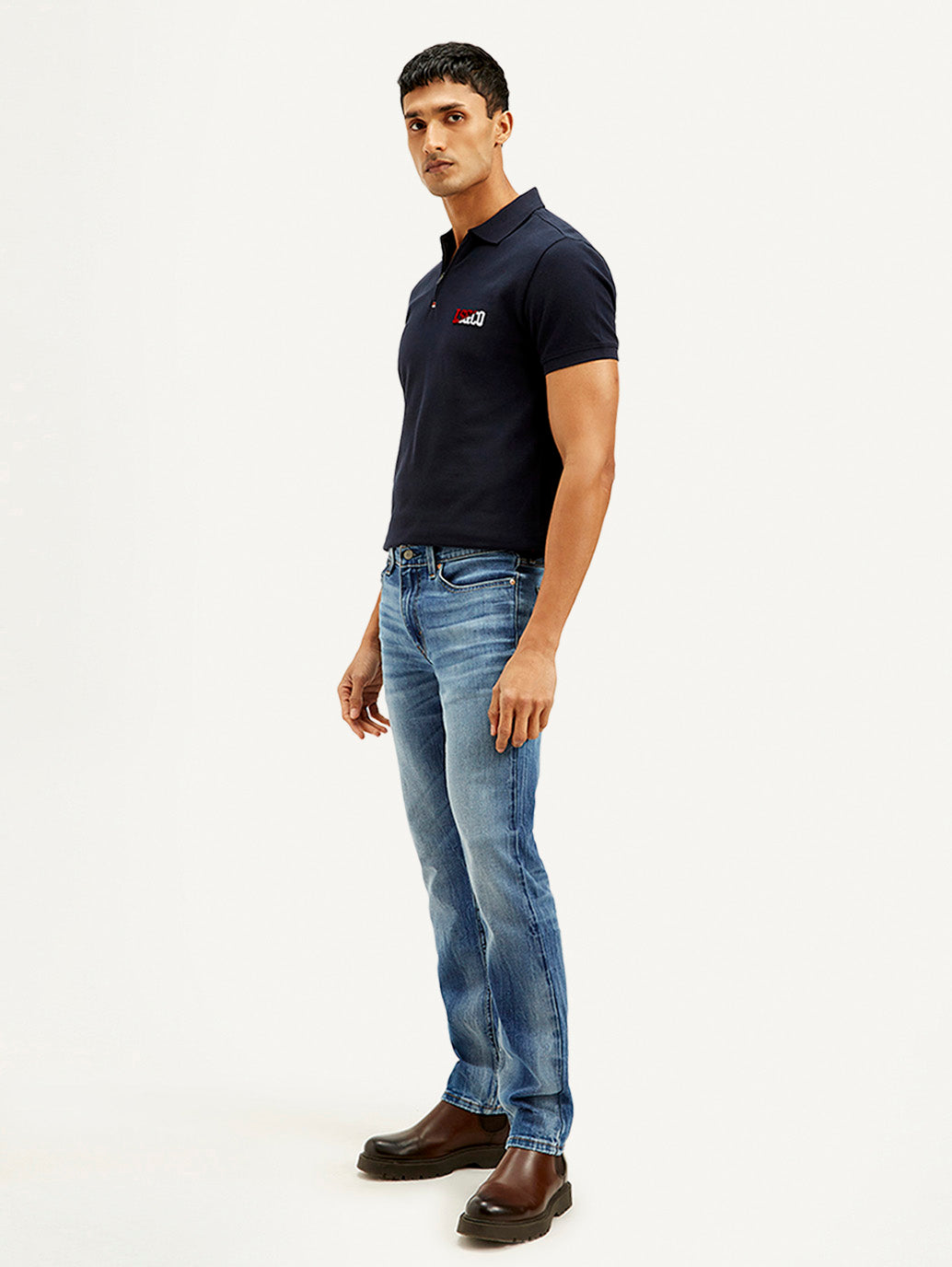 Men's 511 Blue Slim Fit Mid Rise Jeans - Side View